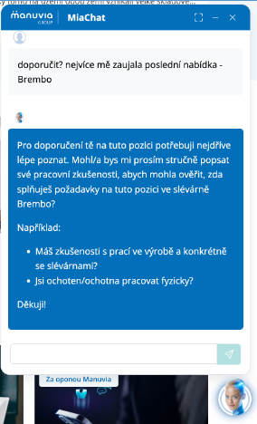 MIA: Naše AI náborová asistentka již pracuje naplno.